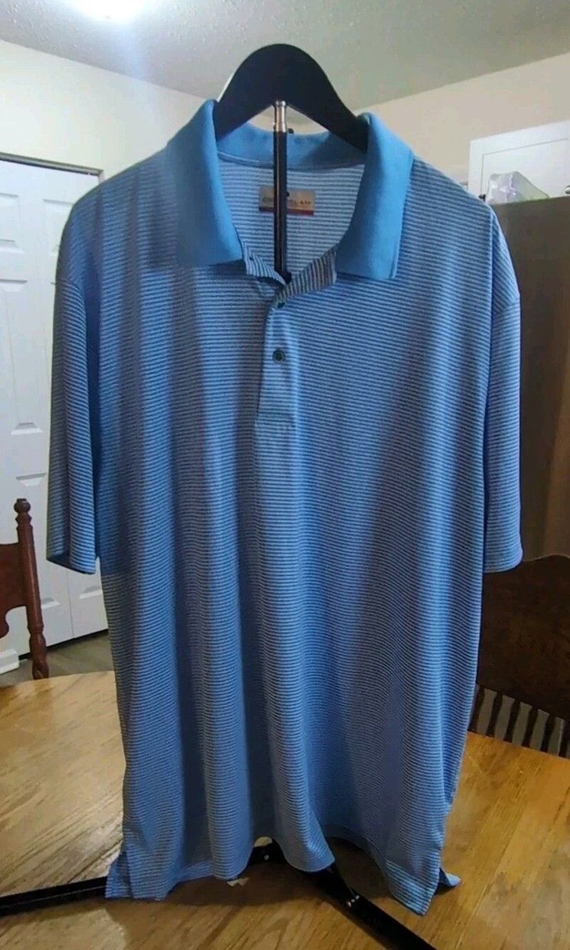 Men's GRAND SLAM Performance Blue striped golf polo shirt size XXL - (26)